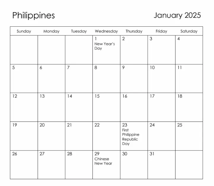 January 2025 Calendar